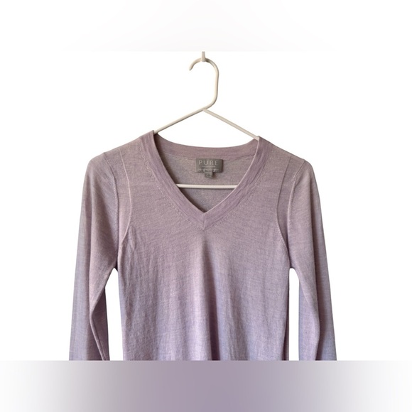 Pure Collection Cashmere V-Neck Sweater Purple Size - Picture 10 of 15